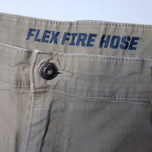 Duluth Trading Flex Fire Hose Pants Men's 42x30 Durable Workwear Dark Beige
